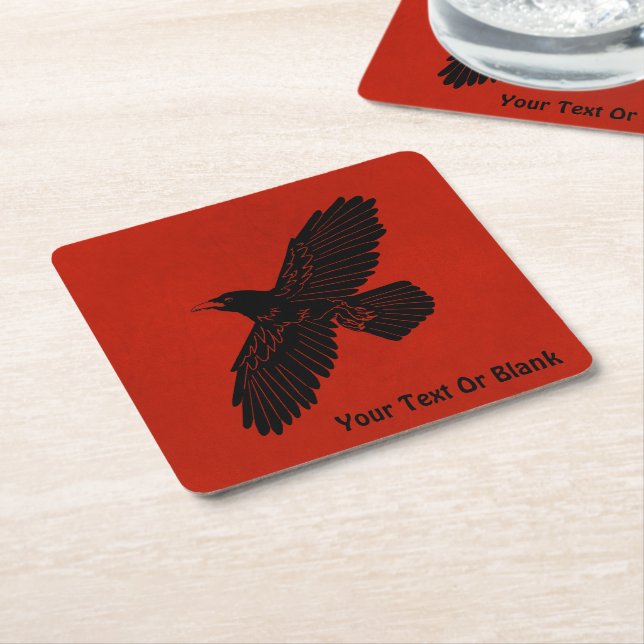 Dessous De Verre Carré Corbeau rouge (Incliné)