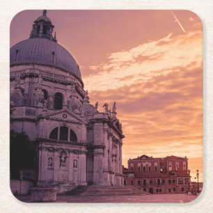 Dessous De Verre Carré Coucher de soleil sur la basilique de Venise