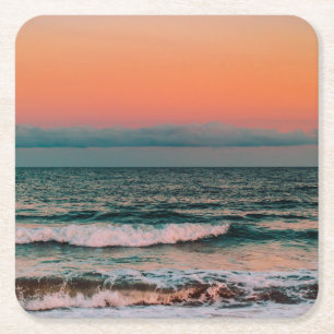Dessous De Verre Carré coucher de soleil sur la mer