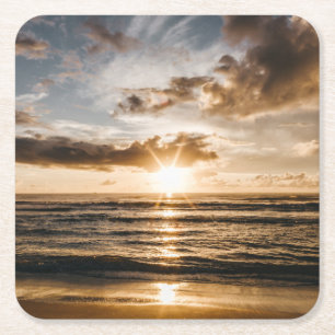Dessous De Verre Carré Coucher de soleil sur la mer
