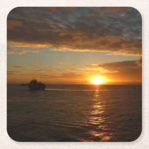 Dessous De Verre Carré Coucher de soleil sur la mer II