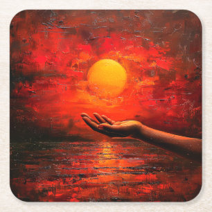 Dessous De Verre Carré Coucher du soleil