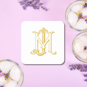 Dessous De Verre Carré COULEUR MODIFIÉE JM Monogramme MJ Monogramme Desso