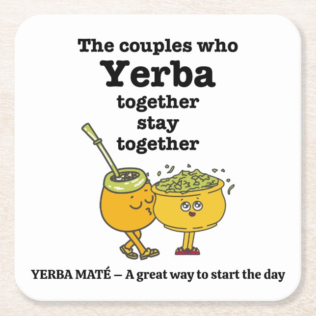 Dessous De Verre Carré Couples YERBA MATE élégant (Devant)