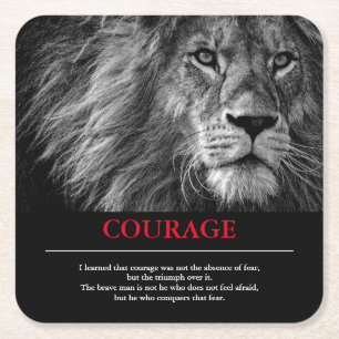 Dessous De Verre Carré Courage Lion Motivationnel Inspiration