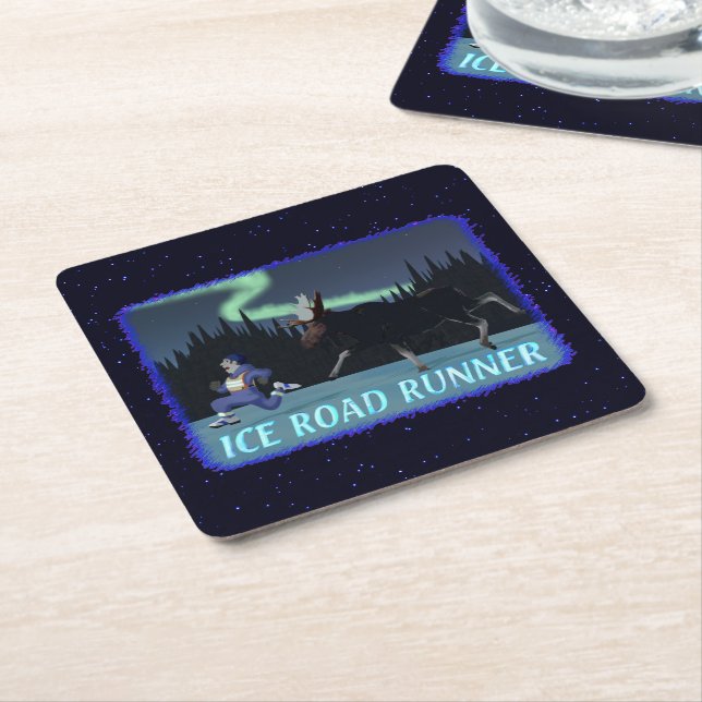 Dessous De Verre Carré Coureur de route sur glace (Incliné)