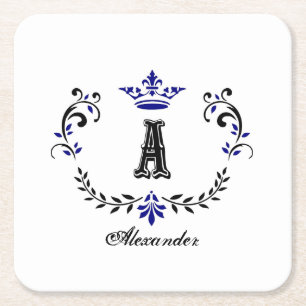 Dessous De Verre Carré Couronne couronne Un Mariage Monogramme