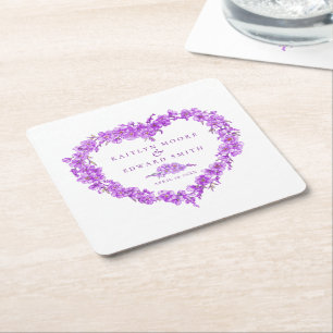 Dessous De Verre Carré Couronne de mariage cœur fleur de myosotis violet
