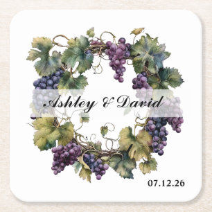 Dessous De Verre Carré Couronne de raisin de mariage