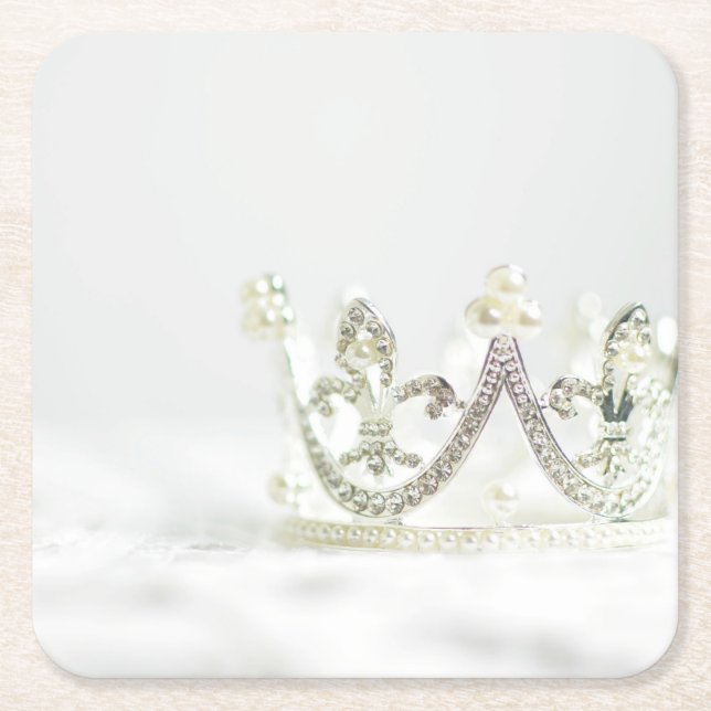 Dessous De Verre Carré Couronne princesse d'argent (Devant)