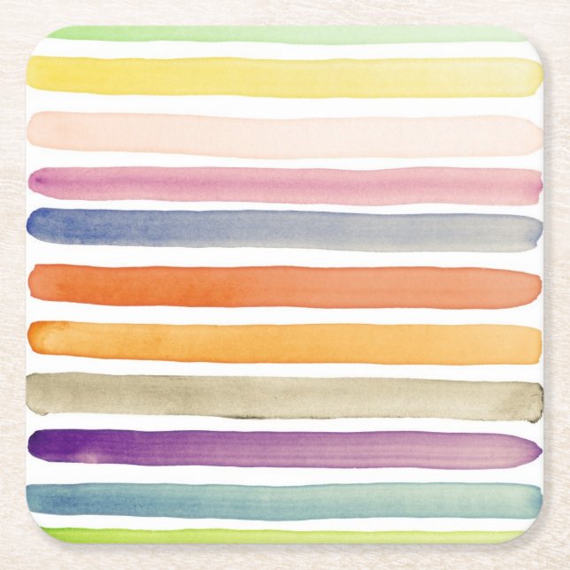 Dessous De Verre Carré Courses peintes à la main de brosse d'aquarelle, (Devant)