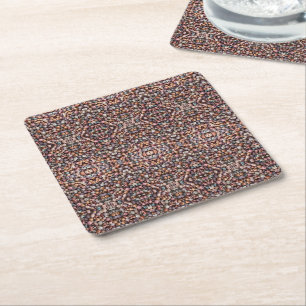 Dessous De Verre Carré Couverture de perles en bois pastel