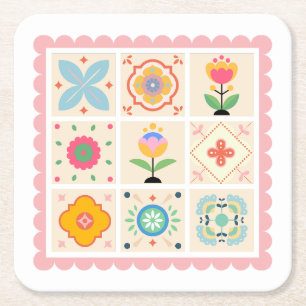 Dessous De Verre Carré Couvertures brodées avec amour Baby Shower