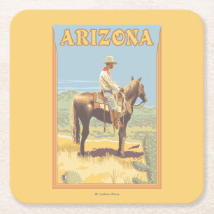 Dessous De Verre Carré Cowboy (vue de côté) Arizona