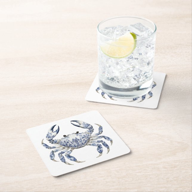 Dessous De Verre Carré Crabe bleu (En situation)