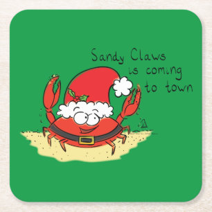 Dessous De Verre Carré Crabe Noël Tropical Funny
