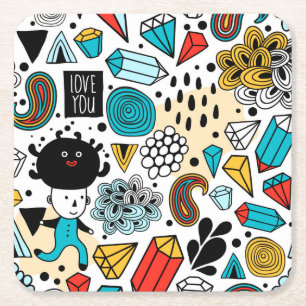 Dessous De Verre Carré Crazy head