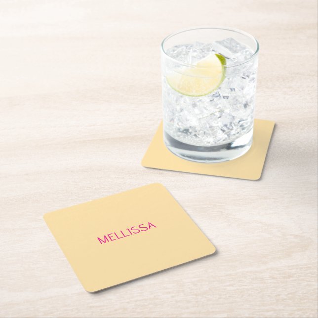 Dessous De Verre Carré Cream minimalist custom name  (En situation)