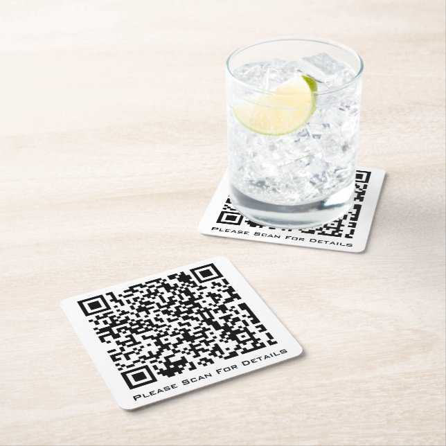 Dessous De Verre Carré Create Your Own Business QR code (En situation)