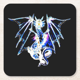 Dessous De Verre Carré Créature marine Dragon Fantastique sombre Concepti