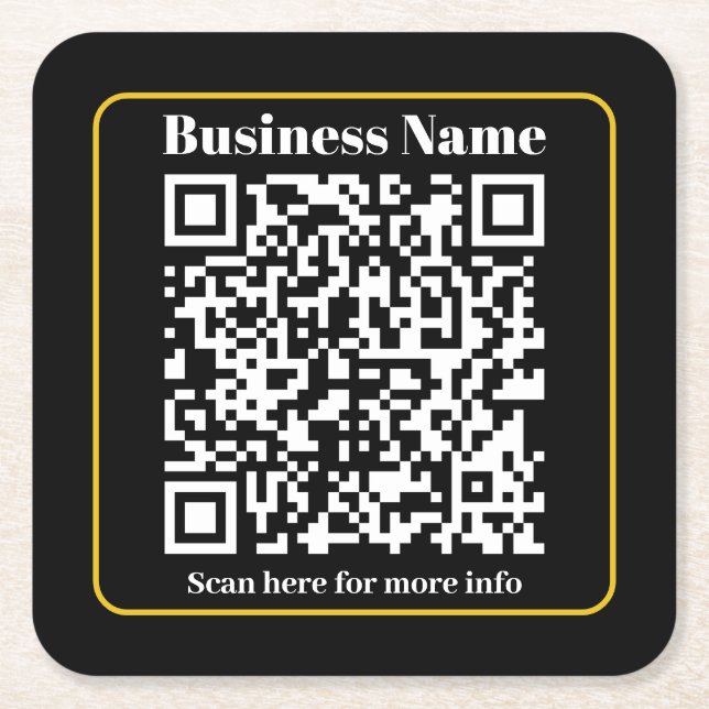 Dessous De Verre Carré Créer un code QR d'entreprise instantanément scann (Devant)