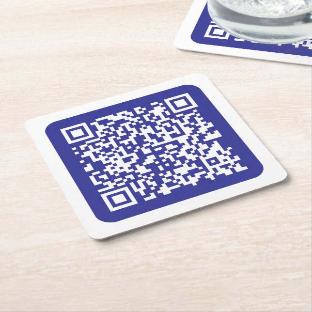 Dessous De Verre Carré Créer un code QR scannable | Modifiable bleu foncé (Incliné)