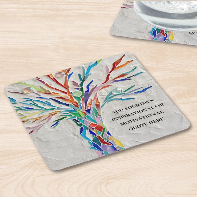 Dessous De Verre Carré Créez Votre Propre Citation Motivationnelle/Inspir (Créateur téléchargé)