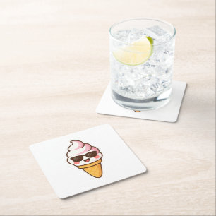 Dessous De Verre Carré Crème glacée cool Kawaii