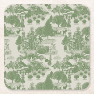 Dessous De Verre Carré Crème verte Noël Wonderland hiver