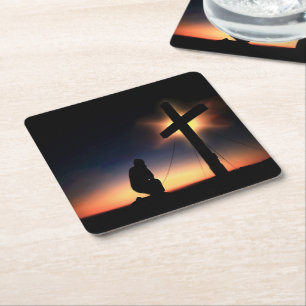 Dessous De Verre Carré Croix de crucifixion Jésus Christ