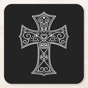 Dessous De Verre Carré Croix ornementale