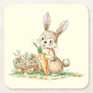 Dessous De Verre Carré Croquis sur lapin lapin en caricature