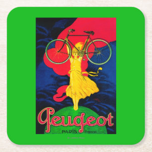 Dessous De Verre Carré Cru PosterEurope de bicyclette de Peugeot