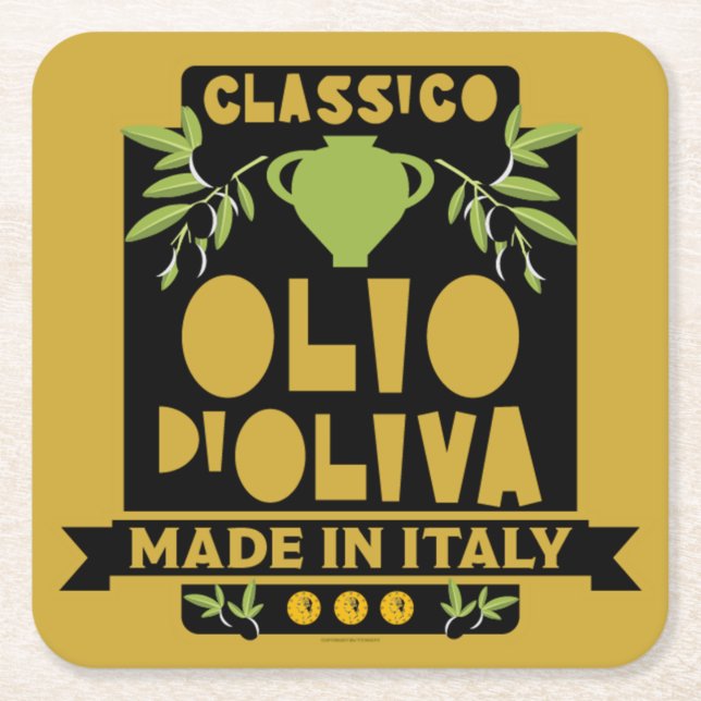 Dessous De Verre Carré Cuisine italienne d'huile d'olive (Devant)