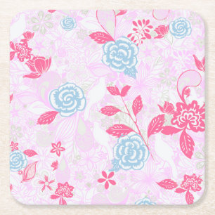 Dessous De Verre Carré Curieux motif floral pastel coloré