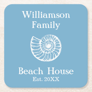 Dessous De Verre Carré Custom Family Beach House Shell
