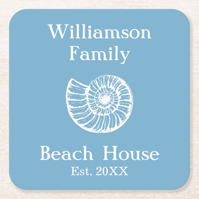 Dessous De Verre Carré Custom Family Beach House Shell (Devant)