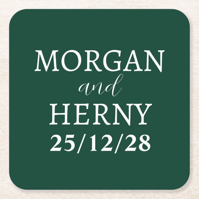 DESSOUS DE VERRE CARRÉ CUSTOMIZED NAME STYLISH MODERN MINIMAL WEDDING (Devant)