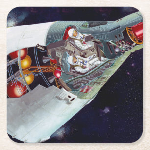 Dessous De Verre Carré Cutaway Un Appareil Spacecraft Gemini À Deux Perso