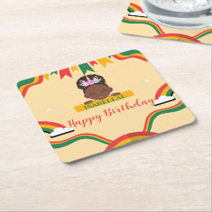 Dessous De Verre Carré Cute afro licorne Africaine amérique filles Annive