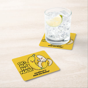 Dessous De Verre Carré Cute bananes texte personnalisé