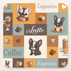 Dessous De Verre Carré Cute Bulldog Coffee Love