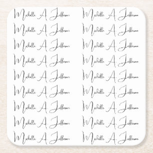 Dessous De Verre Carré Cute Calligraphy Créative tendance Nom personnalis