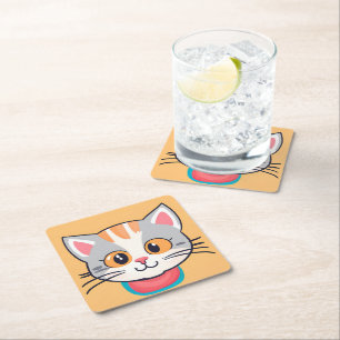 Dessous De Verre Carré Cute chat chaton Visez animaux de compagnie fête d