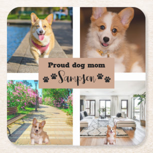 Dessous De Verre Carré Cute Chien Maman Photo personnalisée