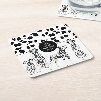 Dessous De Verre Carré Cute Dalmatiens Noir & Blanc Zones Joyeuses