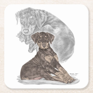 Dessous De Verre Carré Cute Doberman Pinscher Puppy