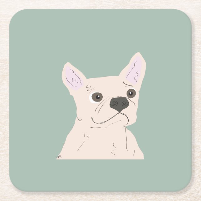 Dessous De Verre Carré Cute Dog, Dusty Blue (Devant)