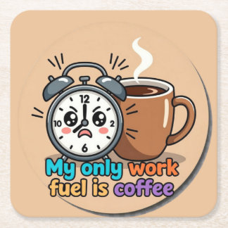 Dessous De Verre Carré Cute Funny Alarm Clock Coffee Coaster