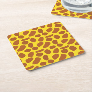 Dessous De Verre Carré Cute jaune girafe peau douce motif